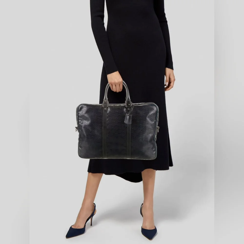 Gucci GG Imprimé Briefcase/Laptop Bag Navy Blue